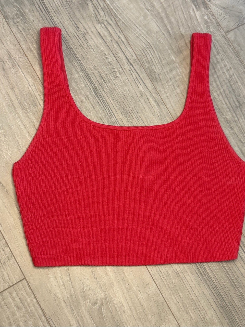 ARITZIA Babaton Sculpt Knit Ribbed Square-Neck Crop Top M